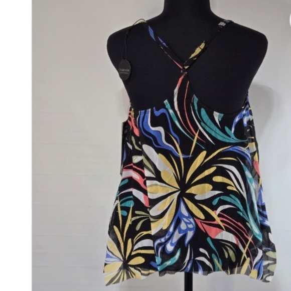 COCO Reef Contours Current Bra Sized Mesh Layer Tankini Top in Retro Swirl 36D - Picture 3 of 9